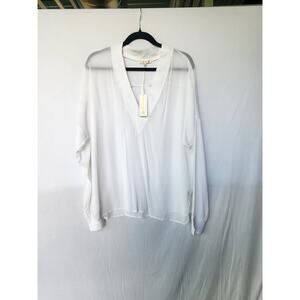 Gold Hawk White Silk Blend Oversized V-Neck Blouse - NWT - Size M